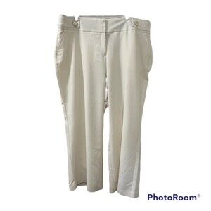 Lane Bryant Womens Ivory White Wide Leg Zip Closure Dress Pants Size 22s